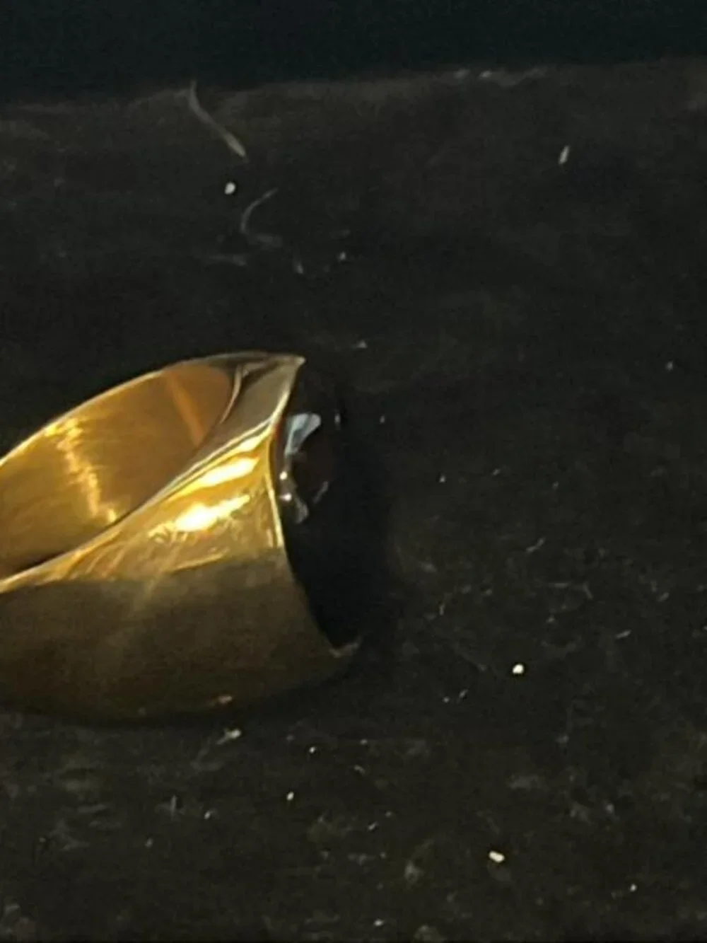 Square Black Large Gold Tone Ring